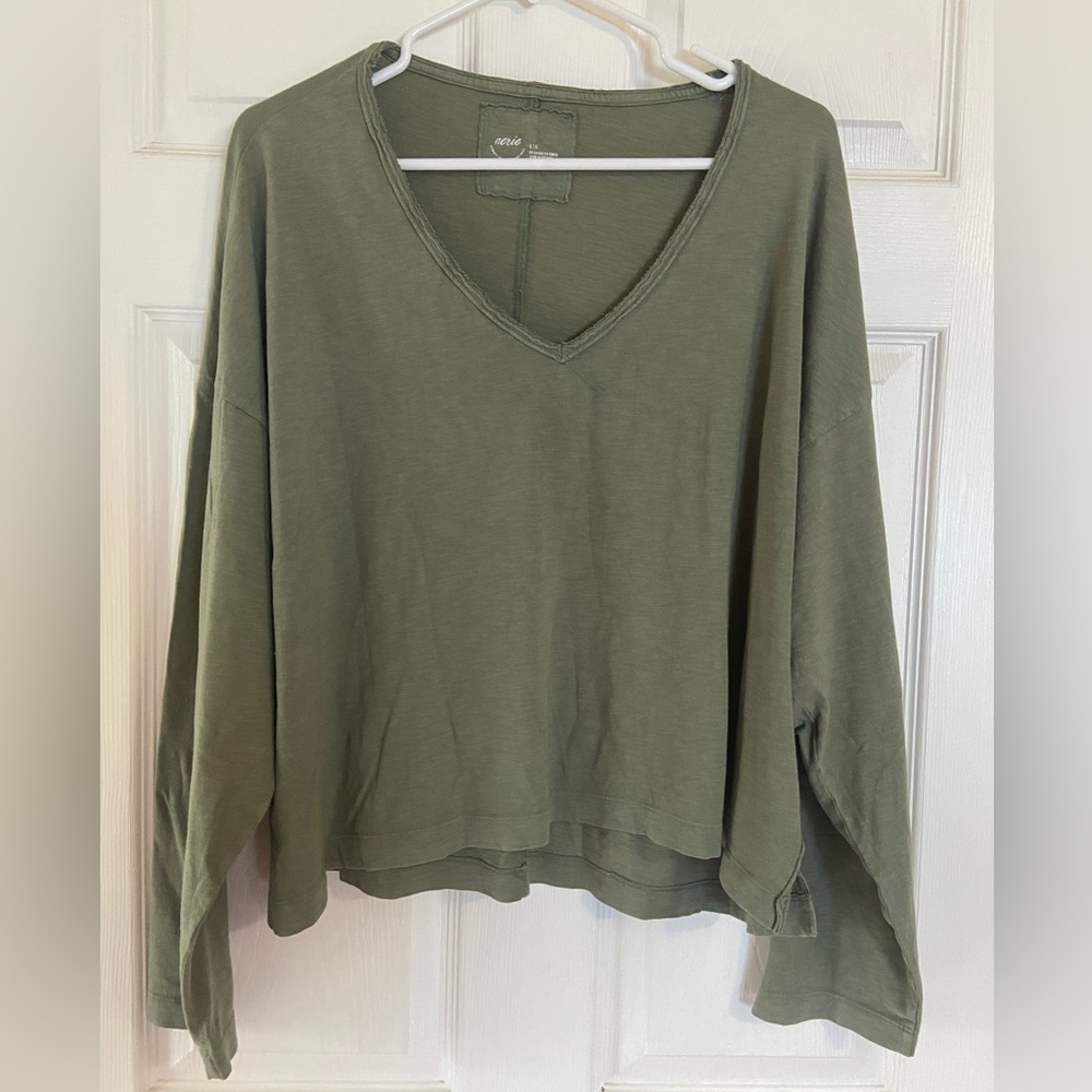 Aerie Green Oversized Long Sleeve top